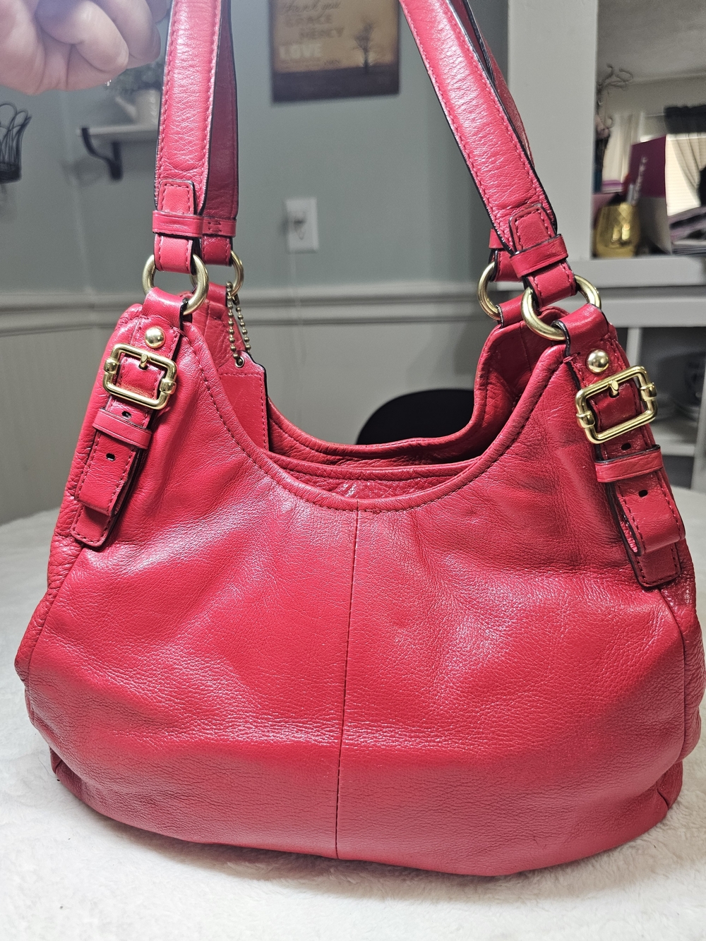 Coach Red Leather Hobo Bag with Gold Hardware - Picture 5 of 8